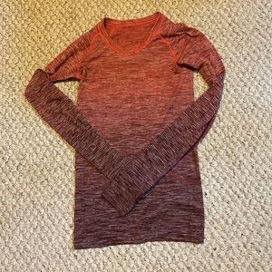 Lululemon Red Ombré Swiftly Tech Long Sleeve